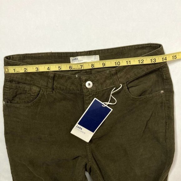 Zara Flare Pants Green Corduroy - Picture 8 of 10